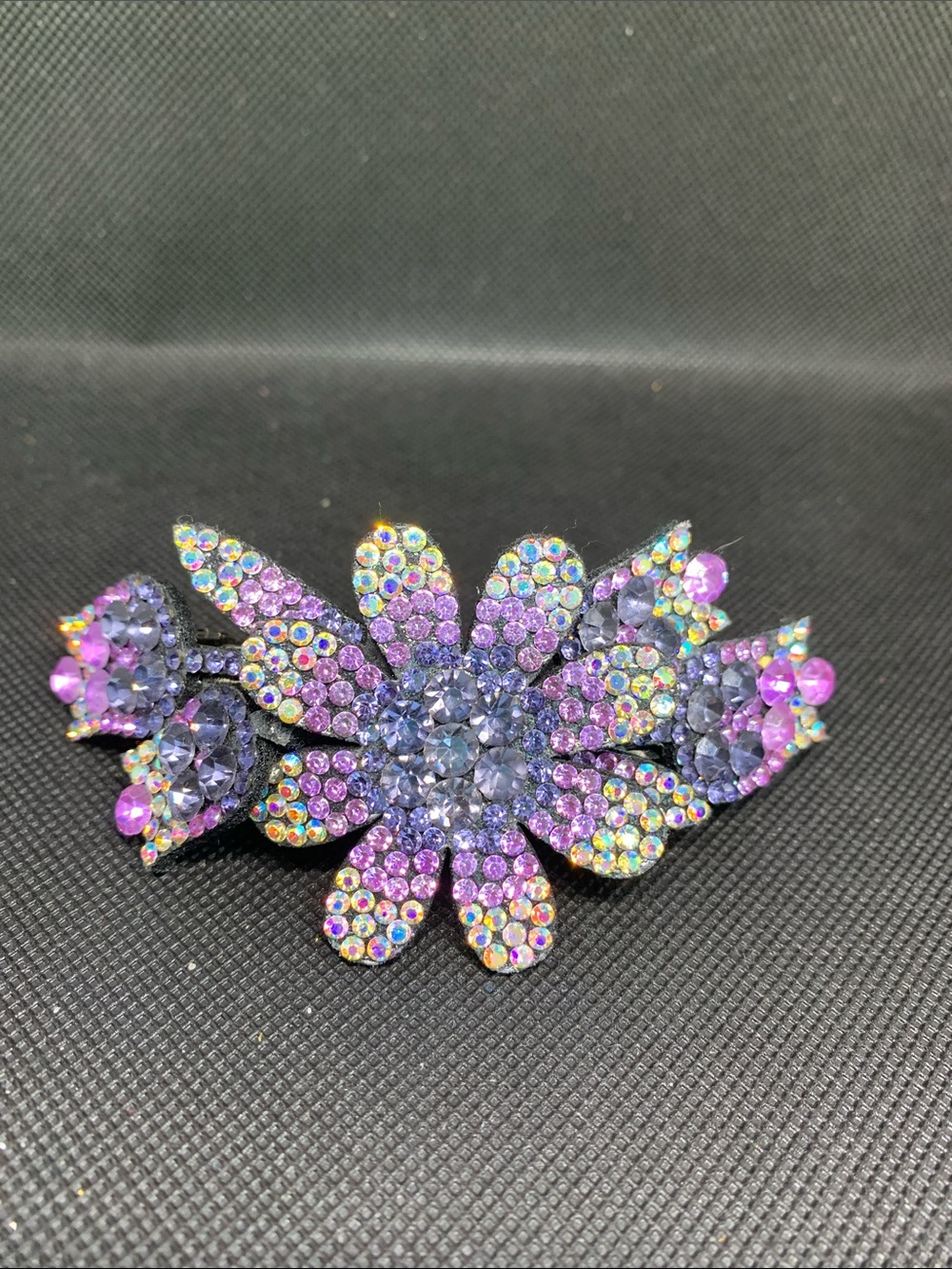 Purple Crystal Floral Hair Barrette - Women Jewelry